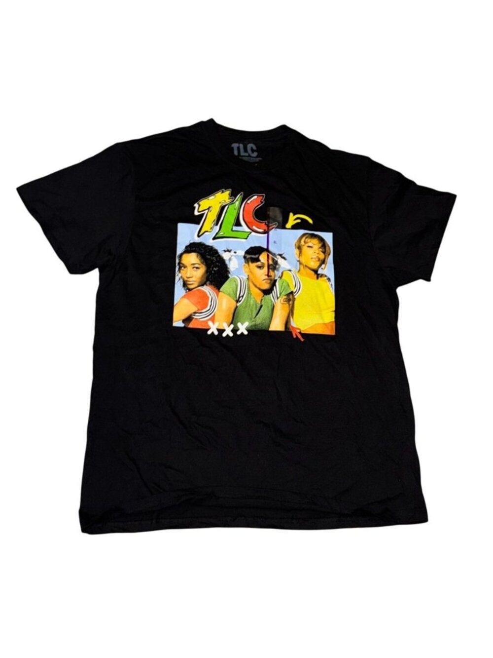 TLC Black Graphic Tee Shirt XL 100% Cotton 90s Hip Hop Band T-Shirt